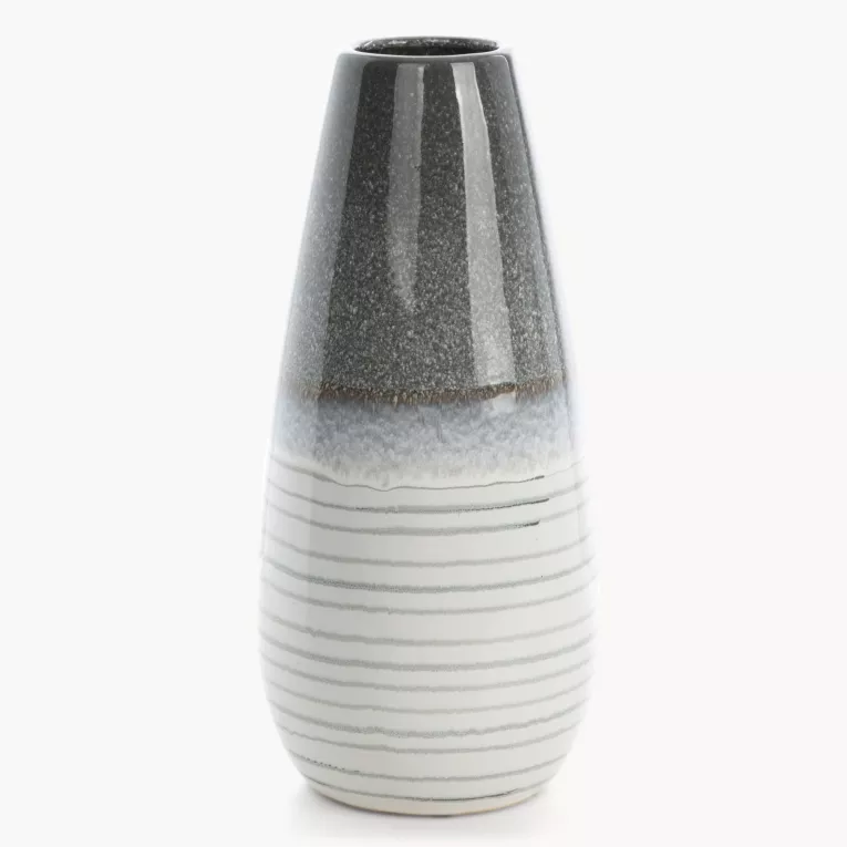 Wazon dekoracyjny biało, popielaty 19x19x39 cm VIKI
