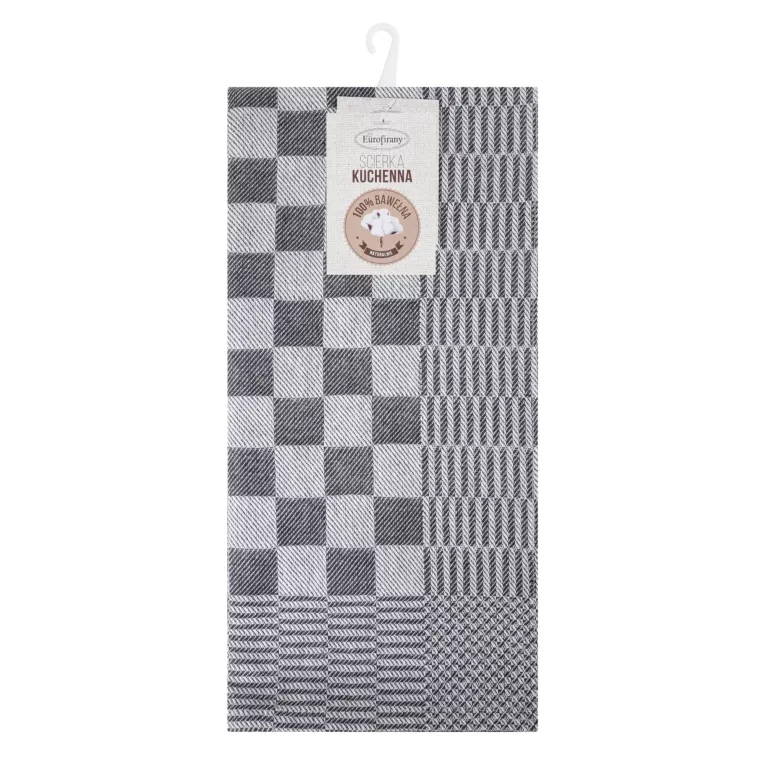 Komplet ściereczek kuchennych 2szt 50x70 cm bawełniany kolor stalowy zdobionych motywem szachownicy 200 g/m2 MAURO
