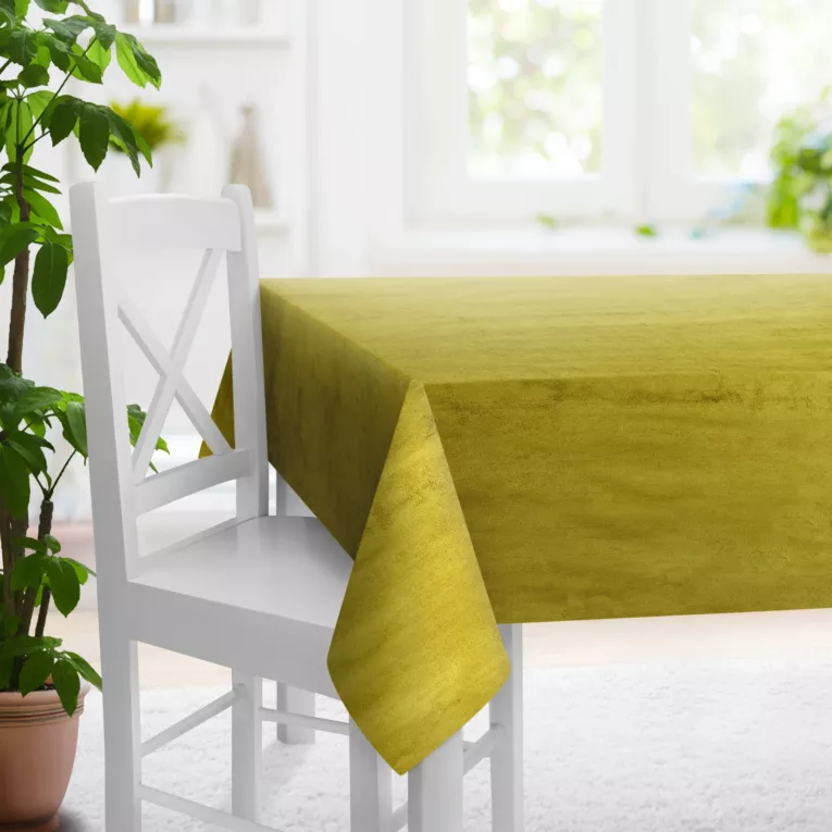 Obrus szyty SAFARI oliwkowy z miękkiej welwetowej tkaniny z połyskiem