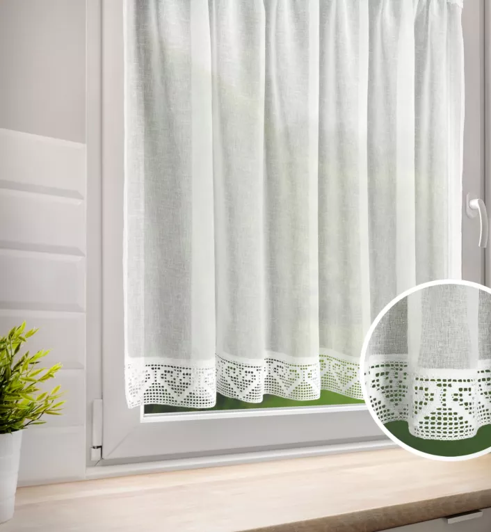 Zazdrostka kremwoa z matowej etaminy zdobiona gipiurą 150x90 cm tunel GABI