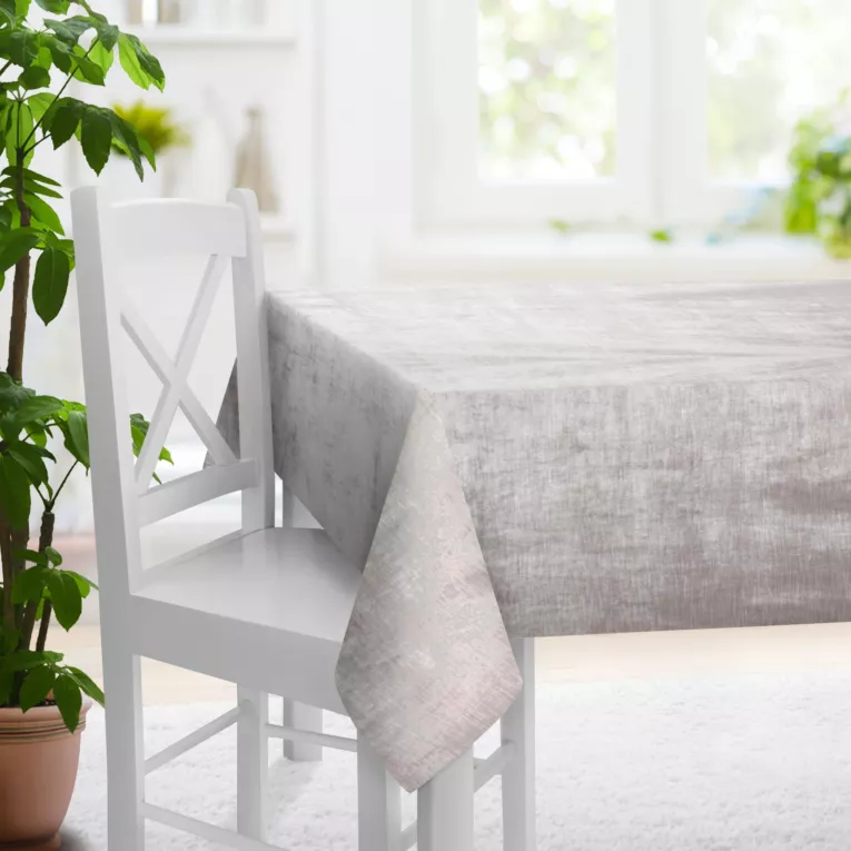 Obrus szyty SAFARI 1 szary z miękkiej welwetowej tkaniny z połyskiem i poziomym prążkiem