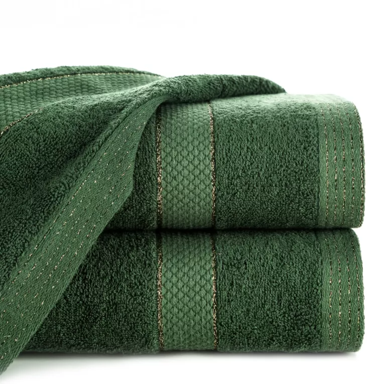 Ręcznik kąpielowy 50x90 cm bawełniany kolor zielony z bordiurą w paseczki 500 g/m2 BARI