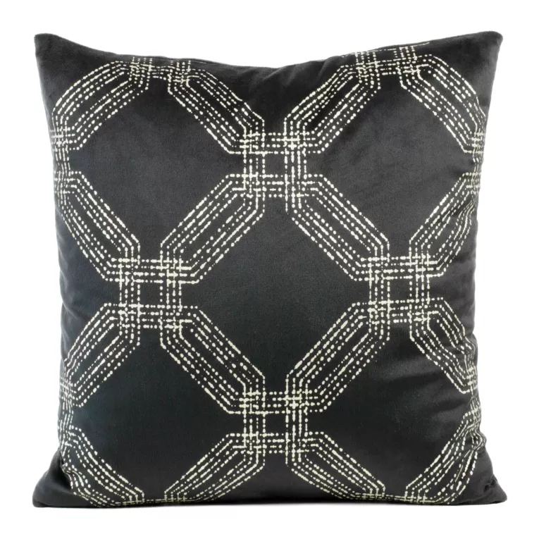 Poszewka na poduszkę 45x45 cm welwetowa kolor grafitowy z błyszczącym nadrukiem BLINK 30