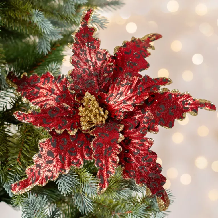 Świąteczny kwiat dekoracyjny z tkaniny w cętki