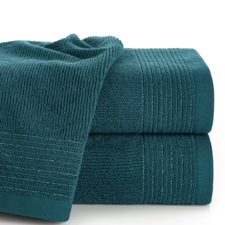 Ręcznik kąpielowy 70x140 cm bawełniany kolor ciemnoturkusowy zdobiony błyszczącą bordiurą 500 g/m2 LARI