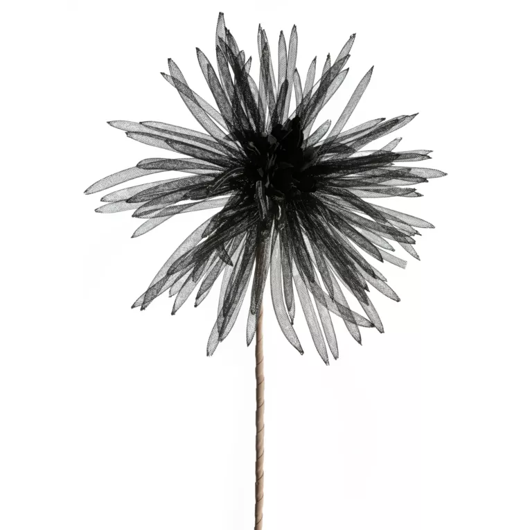 Kwiat sztuczny czarny z organzy 80 cm