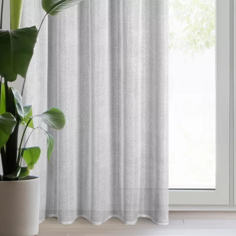 Zasłona srebrna z siateczki 140x270 cm taśma - ALEKSA