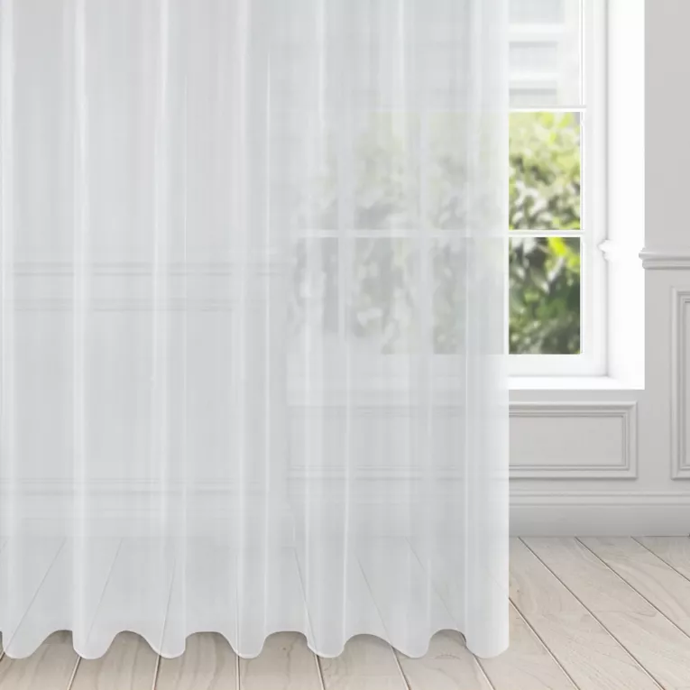 Firana biała z gładkiej przezroczystej mikrosiateczki z mocnym połyskiem 350x 250 cm przelotka ALEXA Design 91