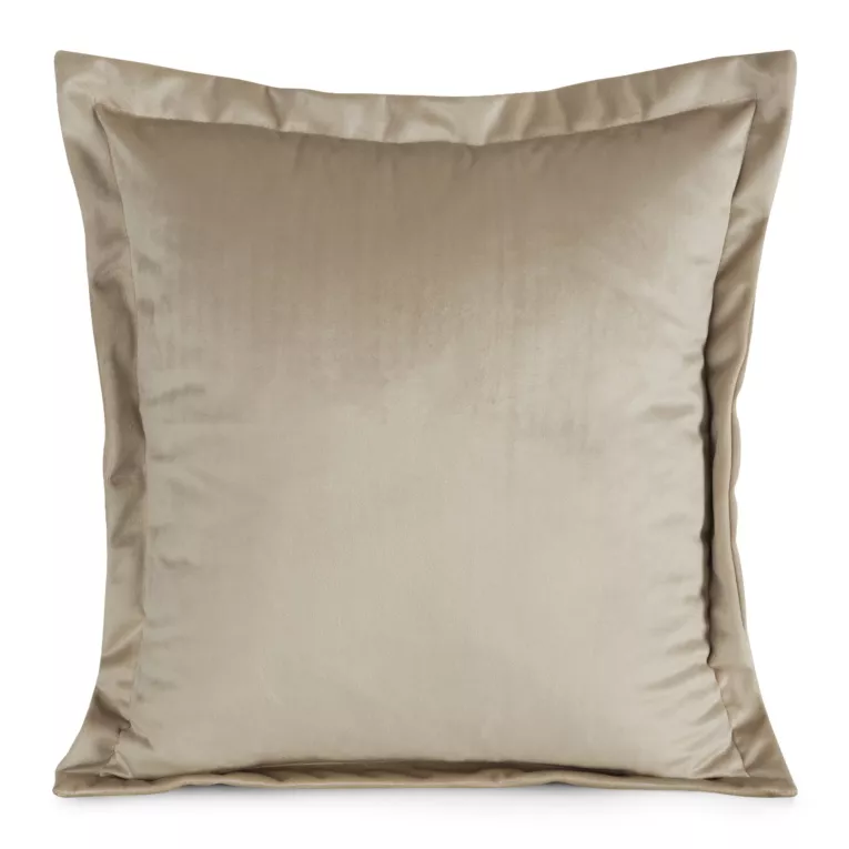 Poszewka na poduszkę 45x45 cm welwetowa beżowa z ozdobnymi brzegami RIA Diva Line