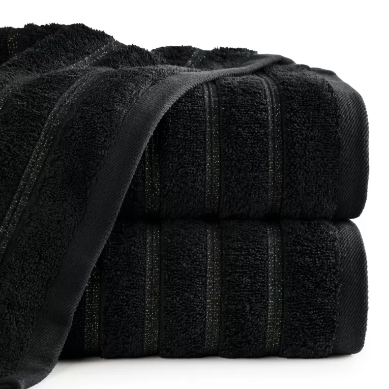 Ręcznik kąpielowy 70x140 cm bawełniany kolor czarny w błyszczące paseczki AMIRA