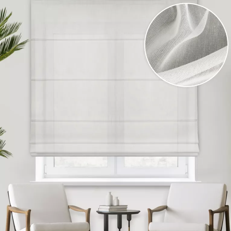 Roleta rzymska naturalna z matowego, miękkiego batystu, wykończonego obciążnikiem