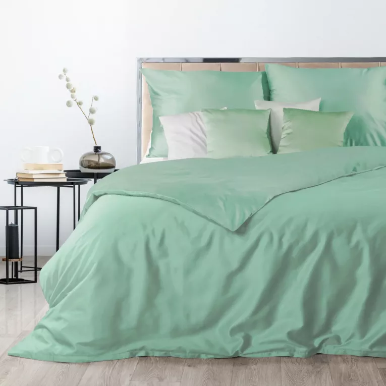 Pościel 180x200 cm bawełniana gładka kolor miętowy NOVA 3
