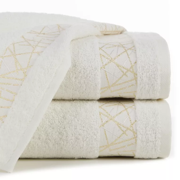 Ręcznik kąpielowy 50x90 cm bawełniany kolor kremowy z żakardową bordiurą 480 g/m2 NIKA