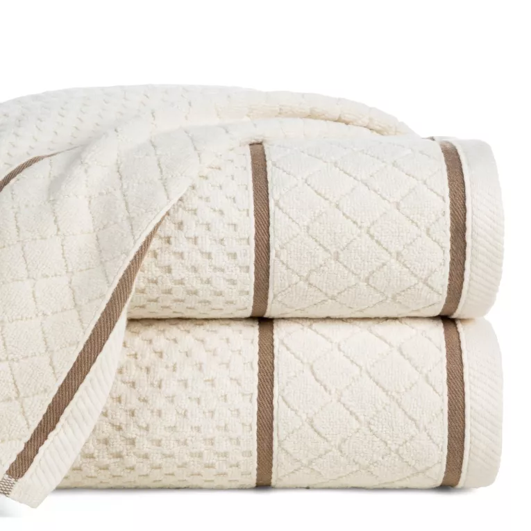 Ręcznik do rąk 30x50 cm bawełniany zero twist kremowy o ryżowej strukturze 550 g/m2 FAVORI