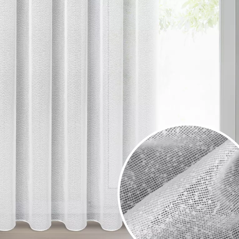 Firana biała z akcentem drobnego deszczyku 140x270 cm taśma RAIN