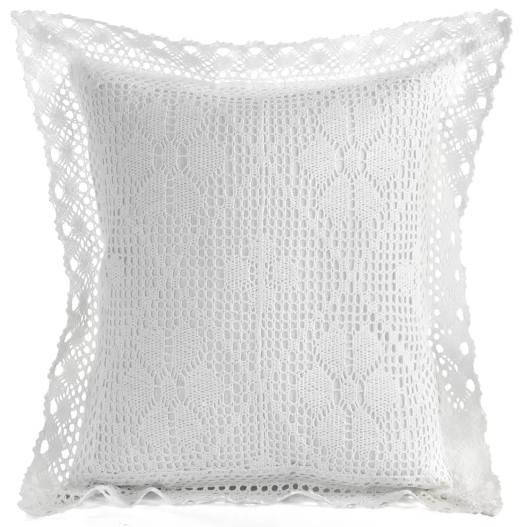 Poszewka na poduszkę 40x40 cm ażurowa biała  w stylu boho MIRELLA