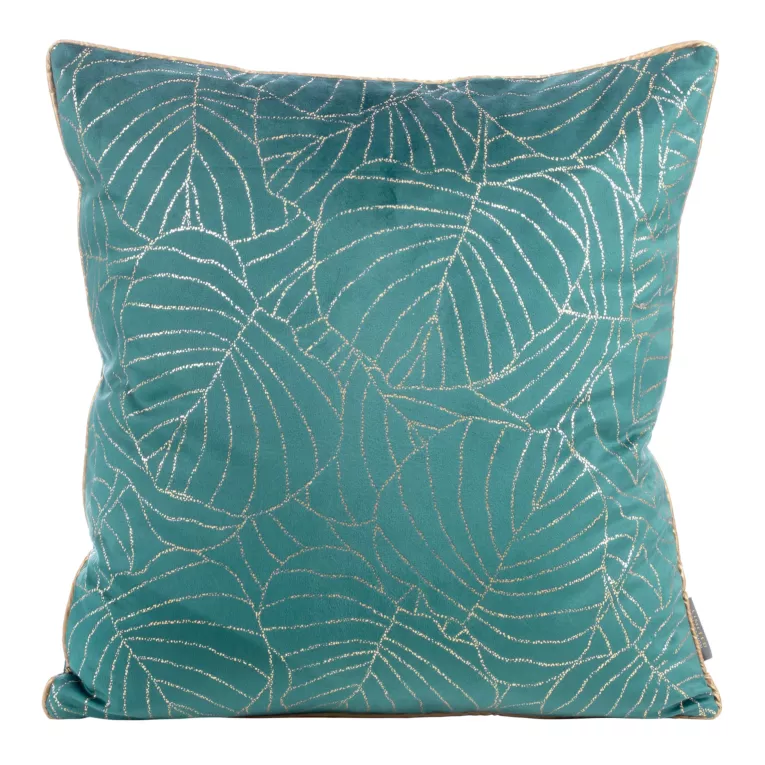LIMITED COLLECTION poszewka LILI 2 z miękkiego welwetu ze złotym motywem liści i wypustką na brzegach