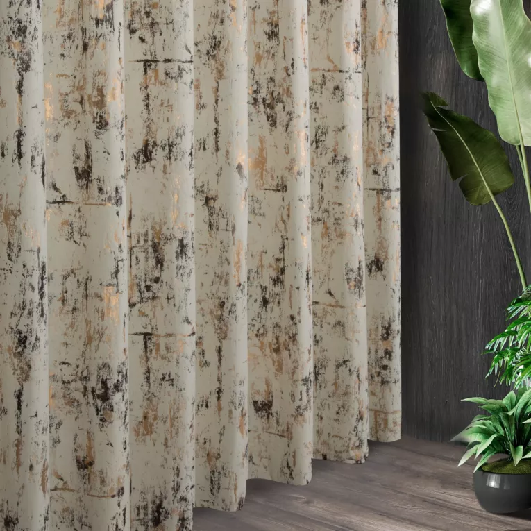 Tkanina zasłonowa welwet z nowoczesnym przecieranym nadrukiem