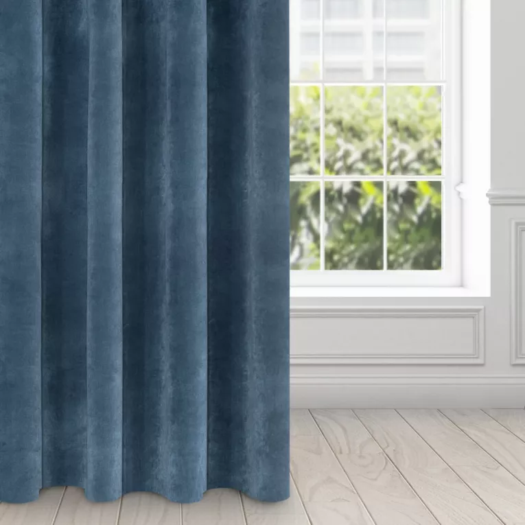 Zasłona granatowa z ekskluzywnego aksamitnego welwetu 290 g/m2 140x250 cm 10 szt. przelotek - RIA - Diva Line