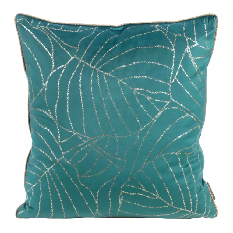 LIMITED COLLECTION poszewka LILI 4 z miękkiego welwetu ze złotym motywem liści lilii wodnej