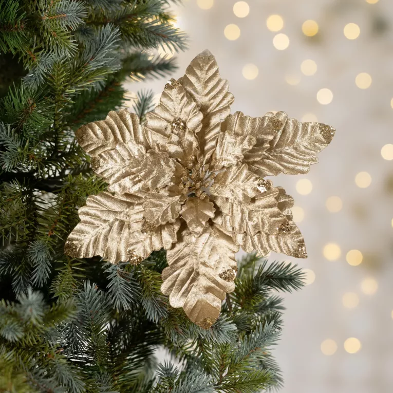 Świąteczny kwiat dekoracyjny z płatkami z wytłaczanego welwetu