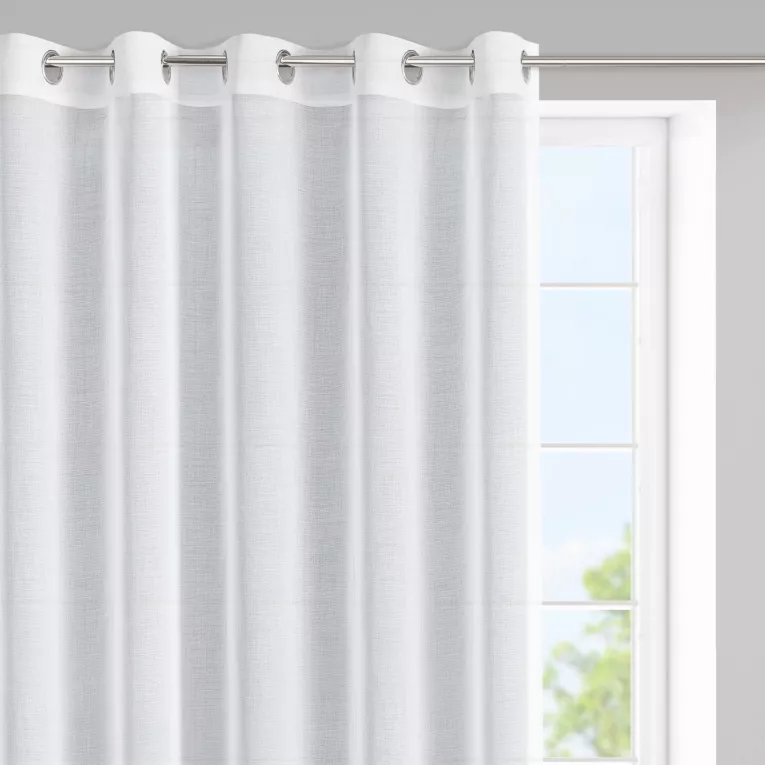 Firana biała z lekkiej i gładkiej matowej etaminy, półtransparentna 350x150 cm przelotka LANA
