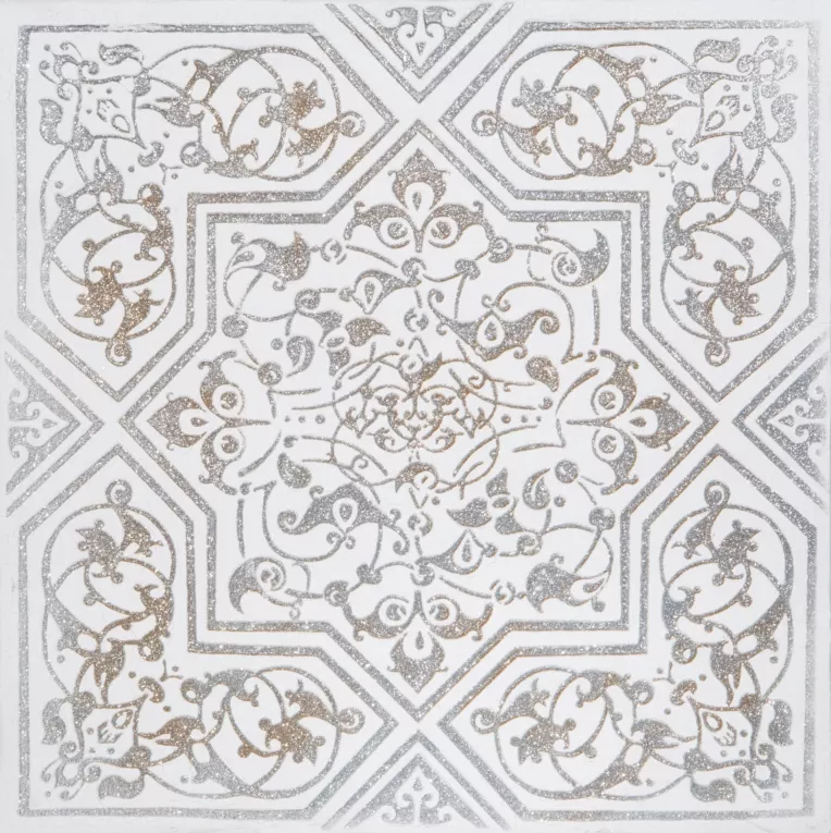 Obraz ORNAMENT ręcznie malowany na płótnie, dwukolorowy brokatowy wzór