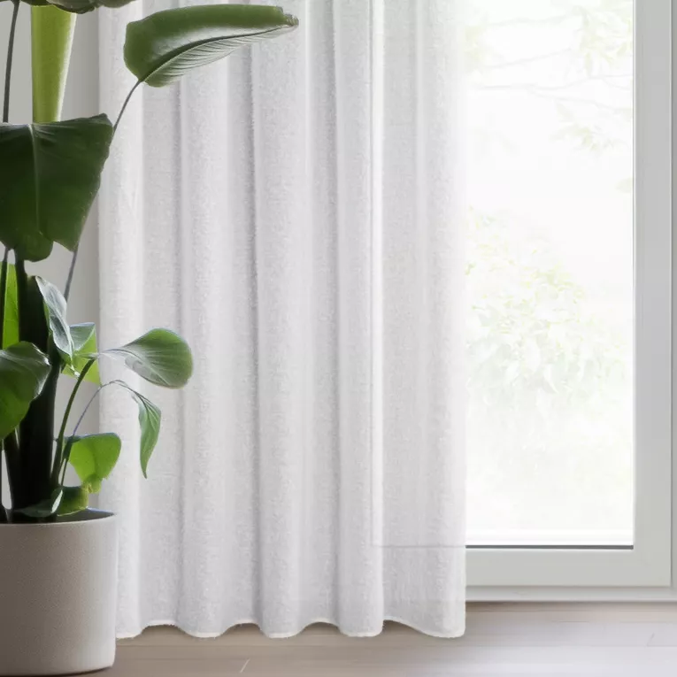Zasłona biała  z moherowej tkaniny 140x270 cm taśma - AGIS