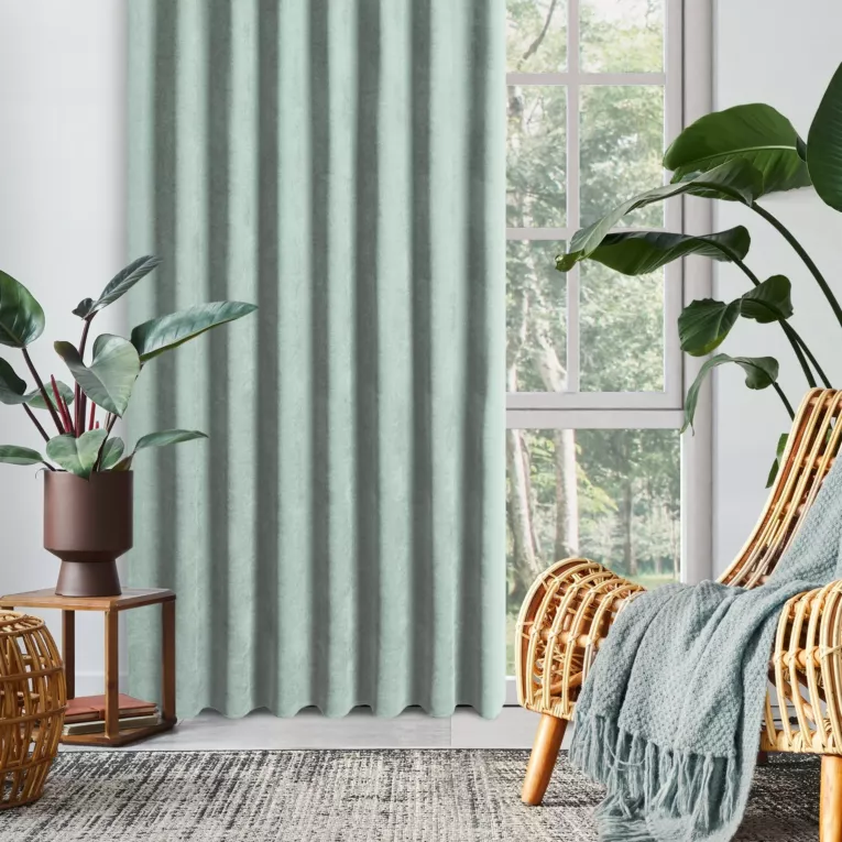 Zasłona miętowa z tkaniny welurowej 100x260 cm szerokość po zmarszczeniu flex 1:1,5 Dora