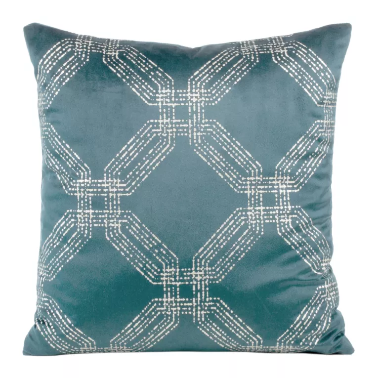 Poszewka na poduszkę 45x45 cm welwetowa kolor niebieski z błyszczącym nadrukiem BLINK 30