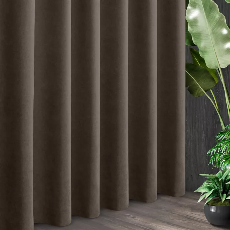 Tkanina zasłonowa o miękkim zamszowym chwycie ze strukturalnym wzorem
