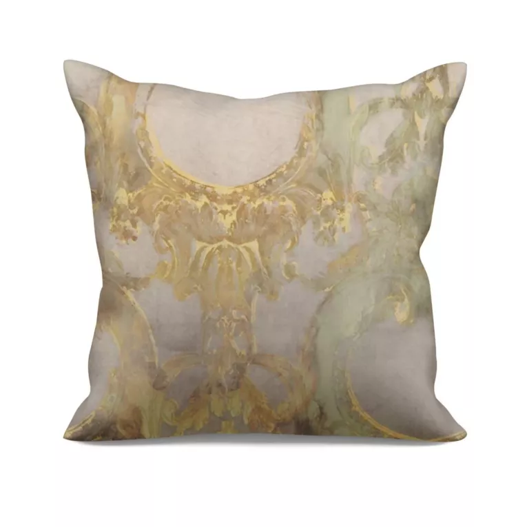 Poszewka szyta beżowo złota z eleganckiej welwetowej tkaniny, pokryta pięknym, nowoczesnym ornamentem Italissima Eva Minge