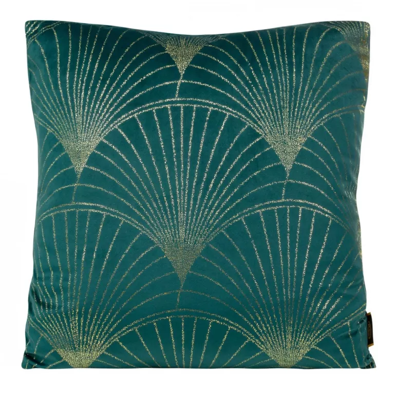 Poszewka na poduszkę 45x45 cm welwetowa kolor ciemnoturkusowy ze złotym nadrukiem BLINK 21