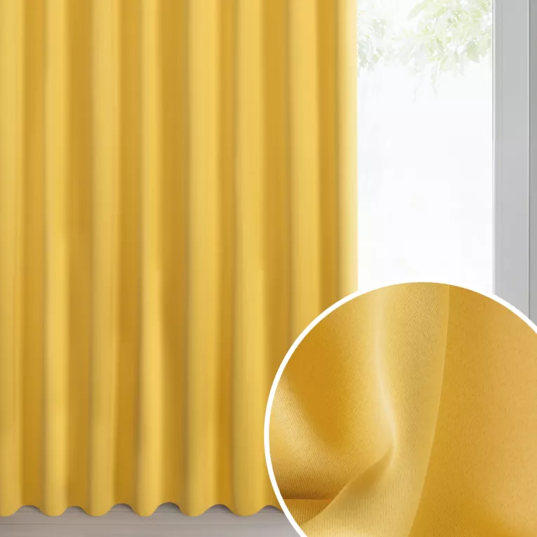 Zasłona musztardowa zaciemniająca 140x300 cm taśma imitująca flex - MILAN