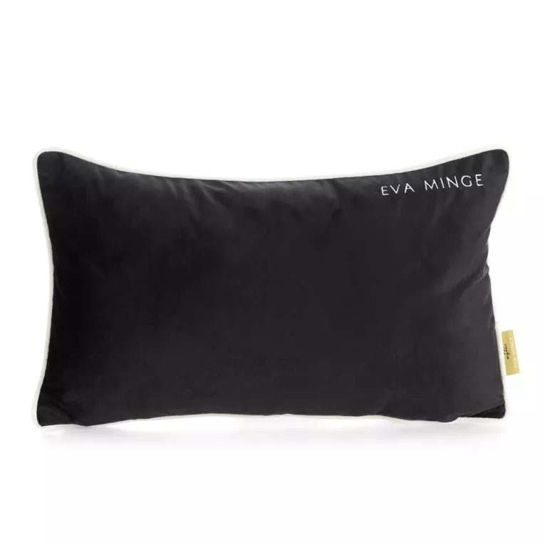 Poszewka na poduszkę 30x50 cm welwetowa z logiem kolor czarny EVA 10 Eva Minge