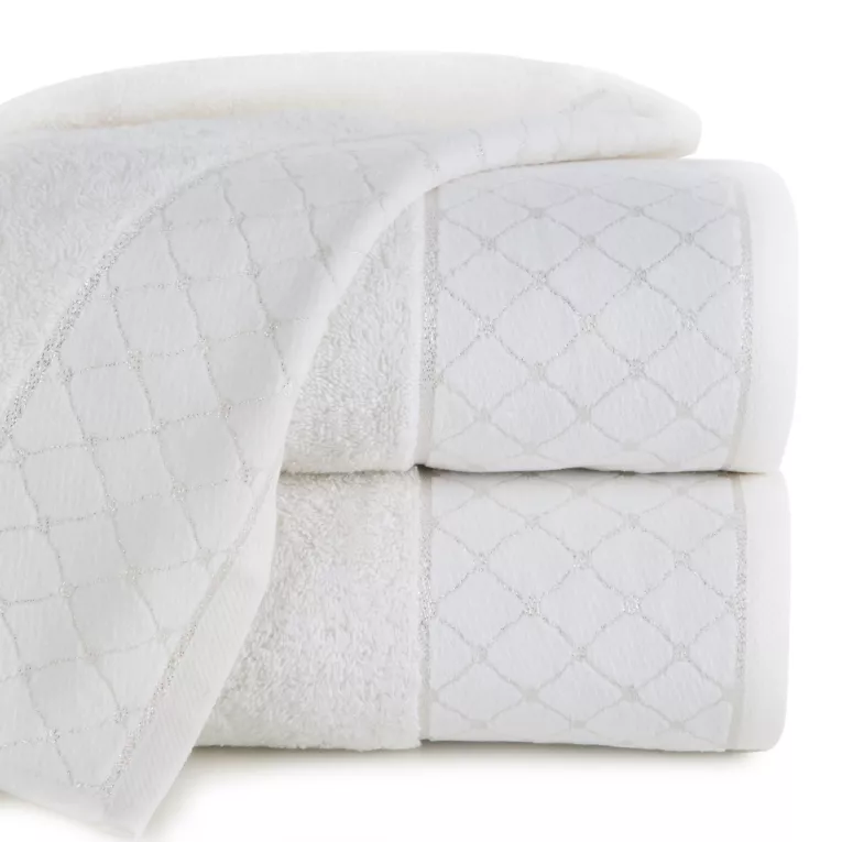 Ręcznik kąpielowy 70x140 cm bawełniany kolor biały z miękką szenilową bordiurą 520 g/m2 MARTHA