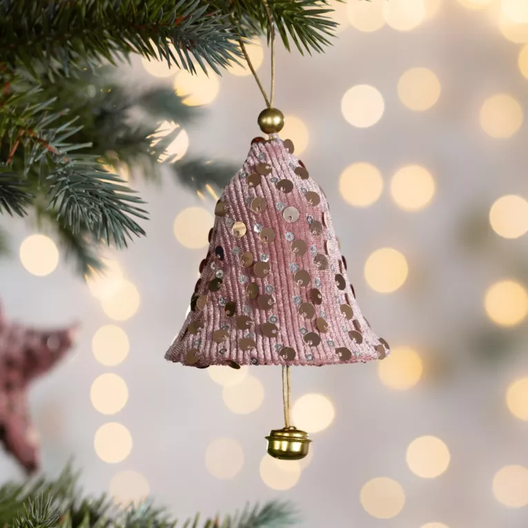Ozdoba choinkowa DZWONEK z lśniącymi cekinami