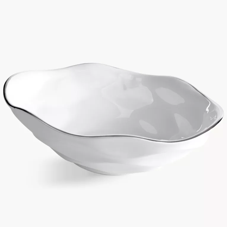 Misa dekoracyjna biało, srebrna 35x22x11 cm BONI