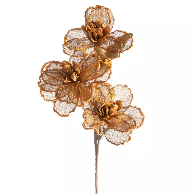 Kwiat sztuczny brązowy z siateczki 90 cm