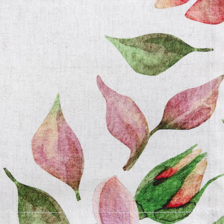 Bieżnik na stół naturalno, różowy 40x180 cm bawełniana NATURA z z nadrukiem kwiatowym