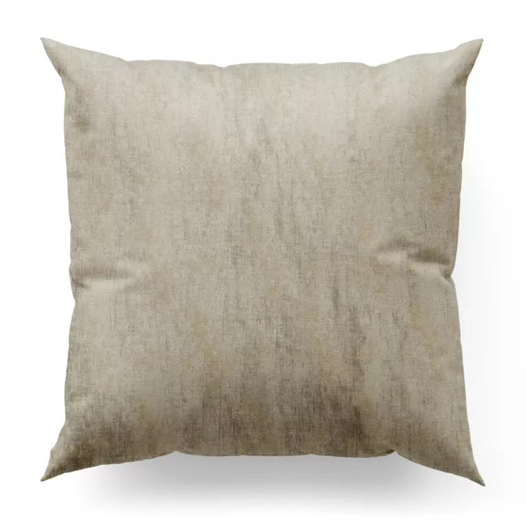 Poszewka szyta beżowa z tkaniny szenilowej z efektem przecierki