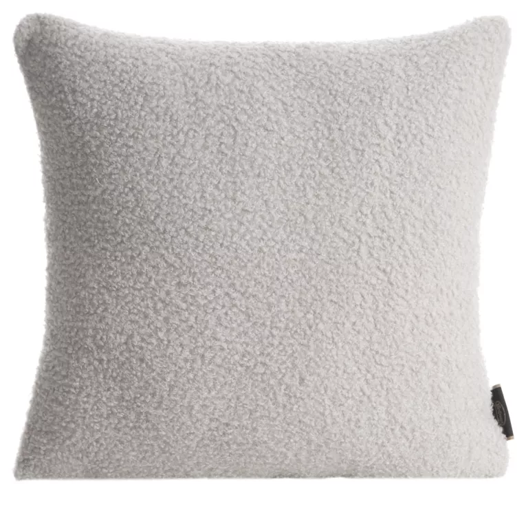 Poszewka na poduszkę 45x45 cm z miękkiej tkaniny barankowej srebrna BUKLA