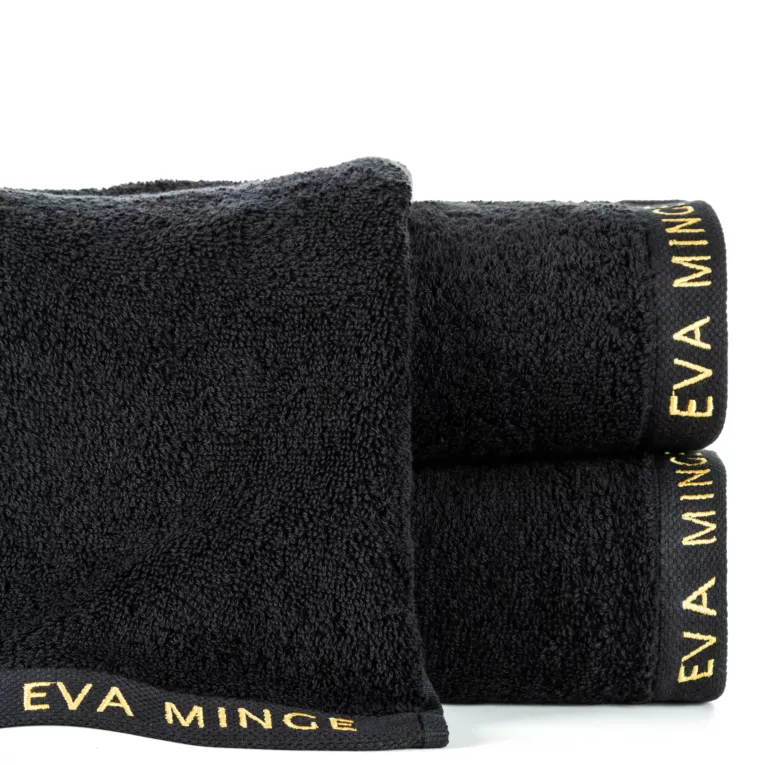 Ręcznik kąpielowy 50x90 cm bawełniany kolor czarny z haftowanym logiem Eva Minge 550 g/m2 VENUS
