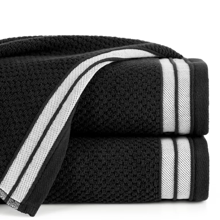 Ręcznik do rąk 50x90 cm bawełniany kolor czarny w pasy 500 g/m2 MADLEN