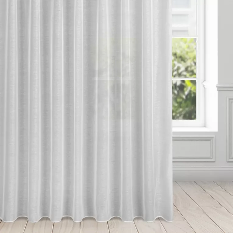 Firana biała z gładkiej etaminy z drobnym deszczykiem 300x300 cm taśma imitująca flex BELISSA