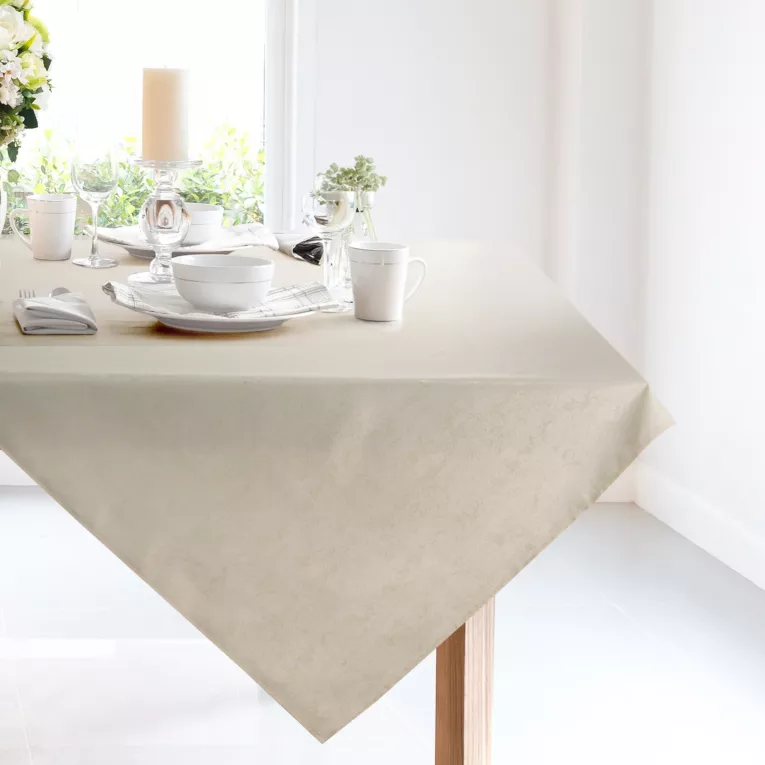 Bieżnik na stół kremowy 85x85 cm SPARKLE przeszywany złotą nicią