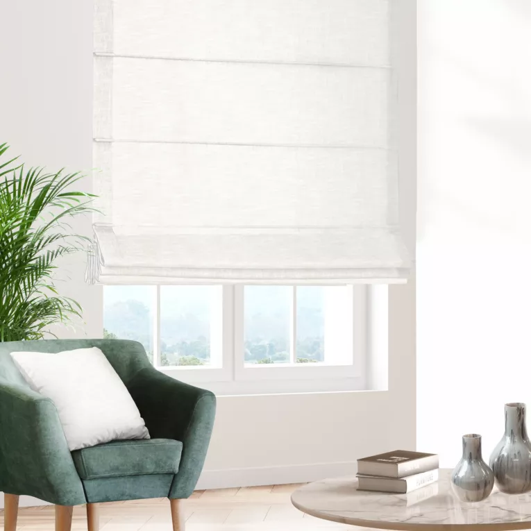 Roleta rzymska naturalna z tkaniny typu eko z widocznym splotem