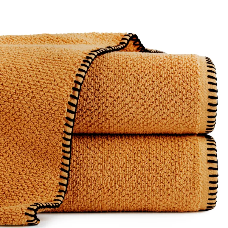 Ręcznik kąpielowy 50x90 cm bawełniany kolor pomarańczowy z obszyciem w kontrastowym kolorze 500 g/m2 MABEL