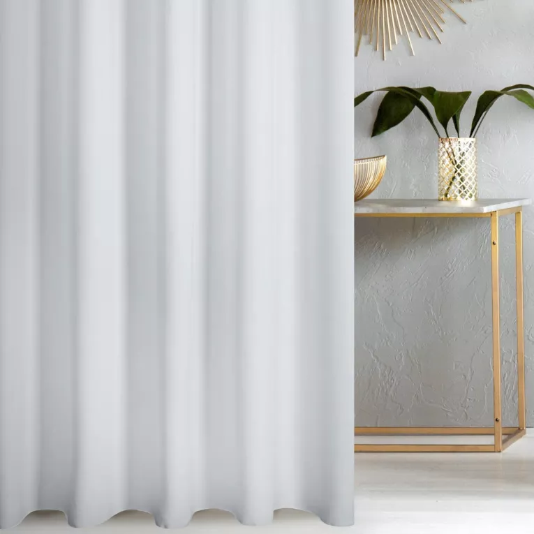 Firana szyta na taśmie 5 cm biała z delikatnej tkaniny z bambusową nicią, antybakteryjna i ekologiczna.