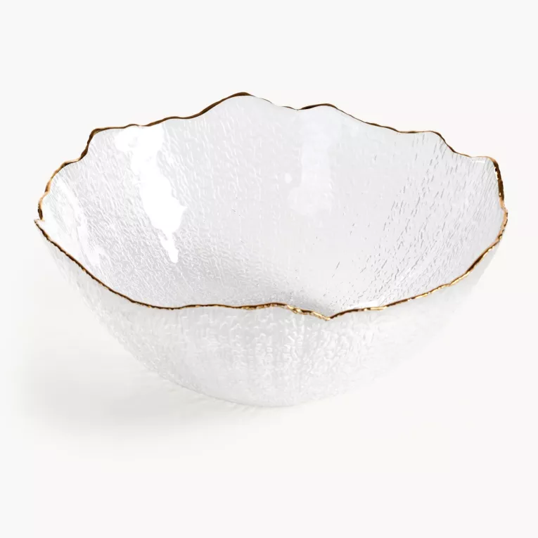 Misa szklana biało, złota o ozdobnym tłoczonym wzorze 25x11 cm DAISY